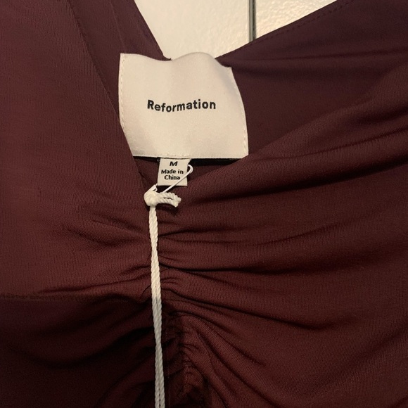 Reformation One Shoulder Burgundy Dress - Picture 3 of 5